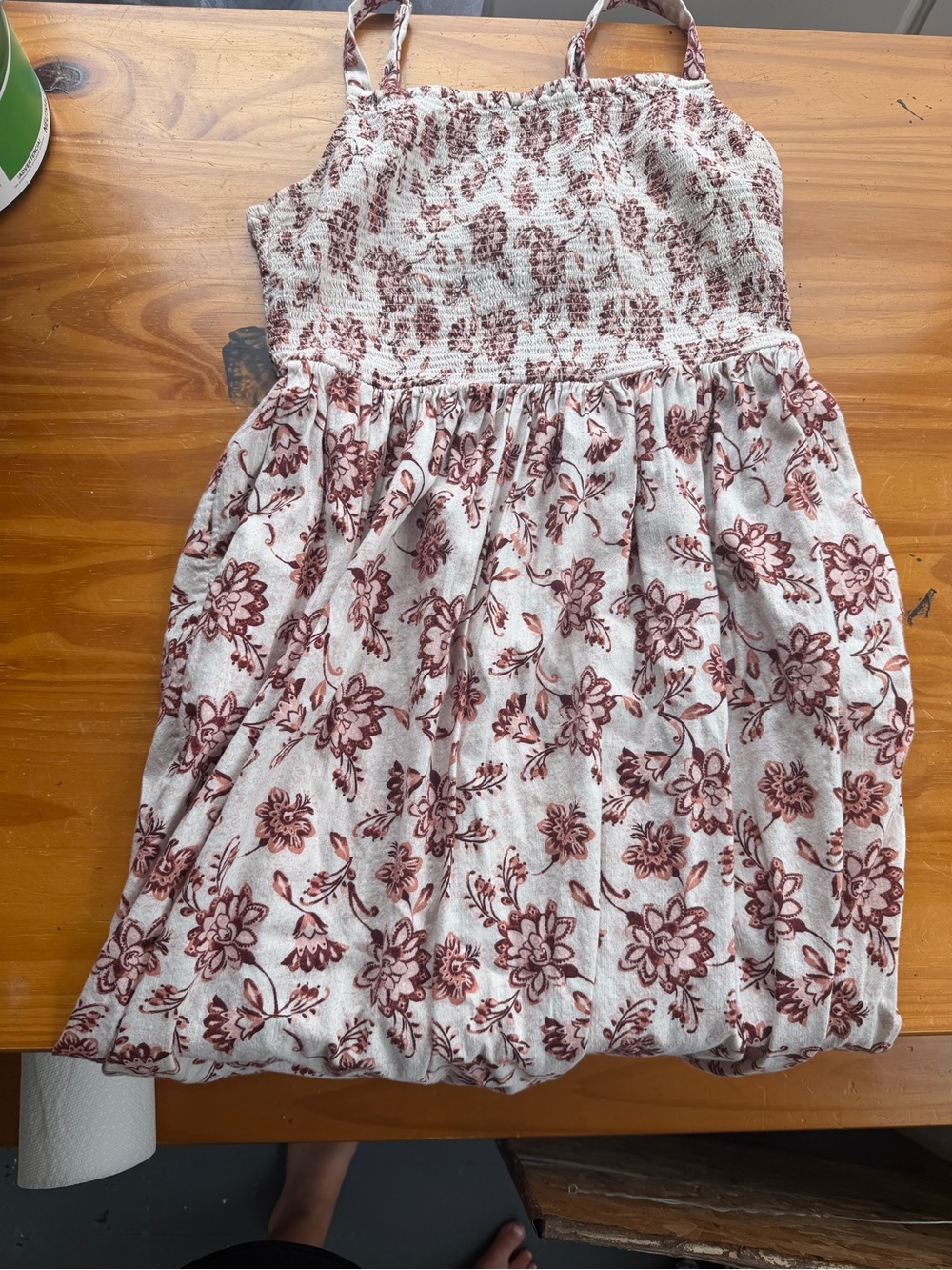 Old Navy White Sundress with Dusty Rose Floral Print